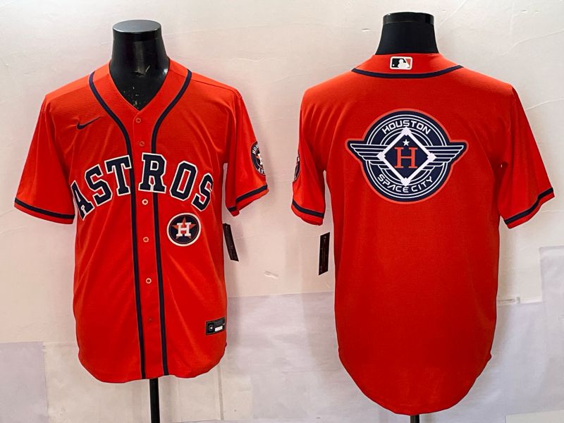 Men 2025 Houston Astros Blank Orange Nike MLB Jersey style 078